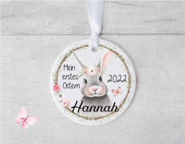 Erinnerungsanhänger Osteranhänger personalisiert, Osterhase, Hase  mein erstes Ostern, Keramik, Anhänger Ostern von Lüttentüddel®